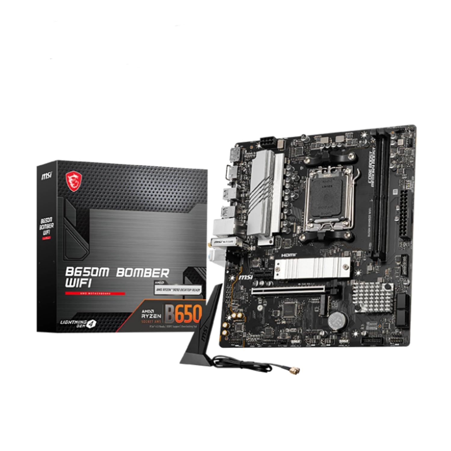 MSI B650M Bomber WiFi Motherboard, Micro-ATX for AMD, Socket AM5, DDR5 - اللوحة الأم MSI B650M Bomber WiFi Motherboard, Micro-ATX for AMD, Socket AM5, DDR5 - اللوحة الأم