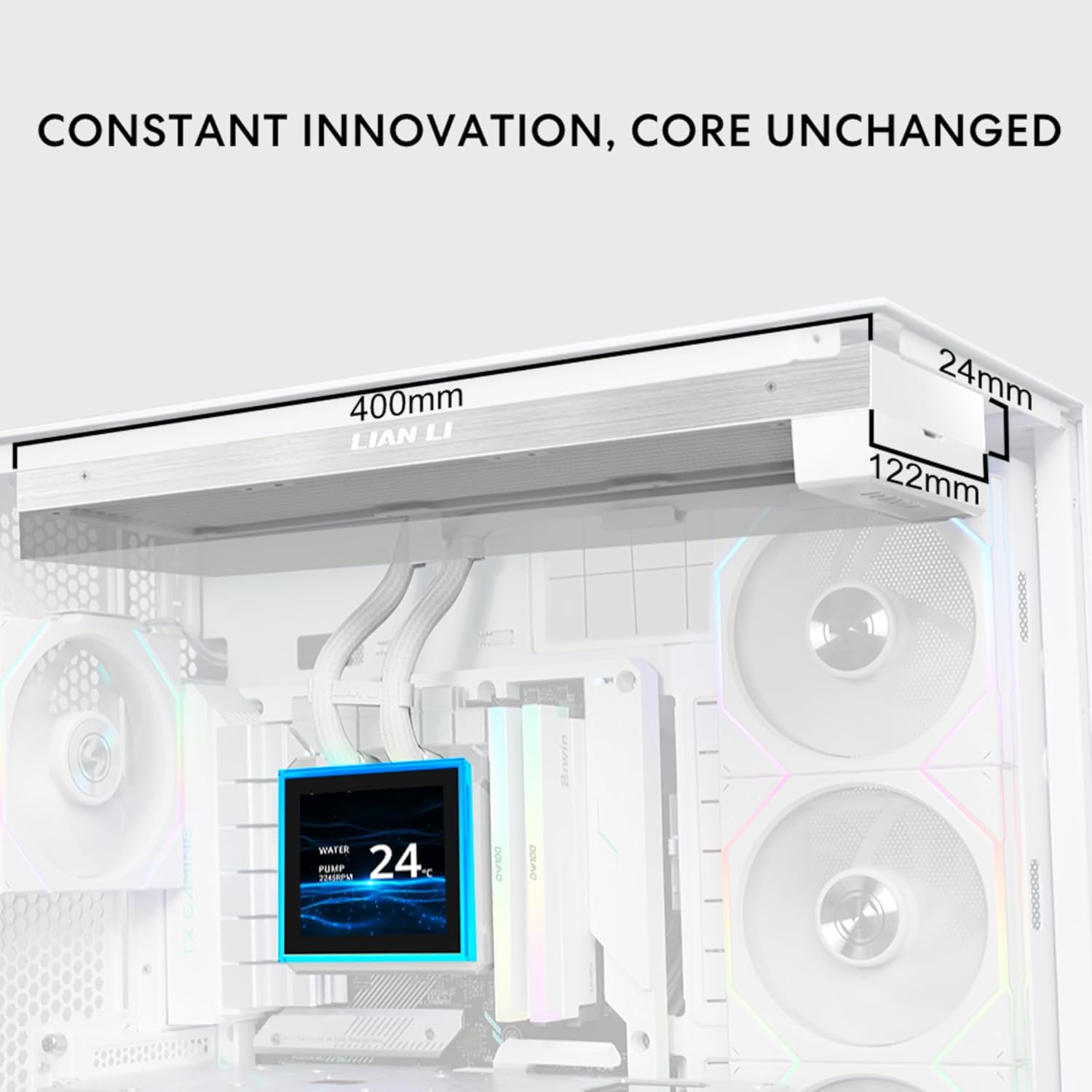 Lian Li Hydroshift II LCD-S 360TL ARGB Liquid CPU Cooler With IPS LCD Square Screen White - مبرد مائي مع شاشه