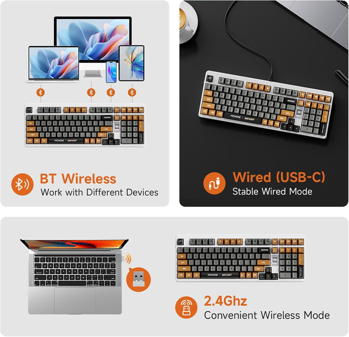 MCHOSE x Unbox Therapy UT98 Wireless Mechanical Keyboard – Classic Therapy Edition (Black & White) - كيبورد ميكانيكي