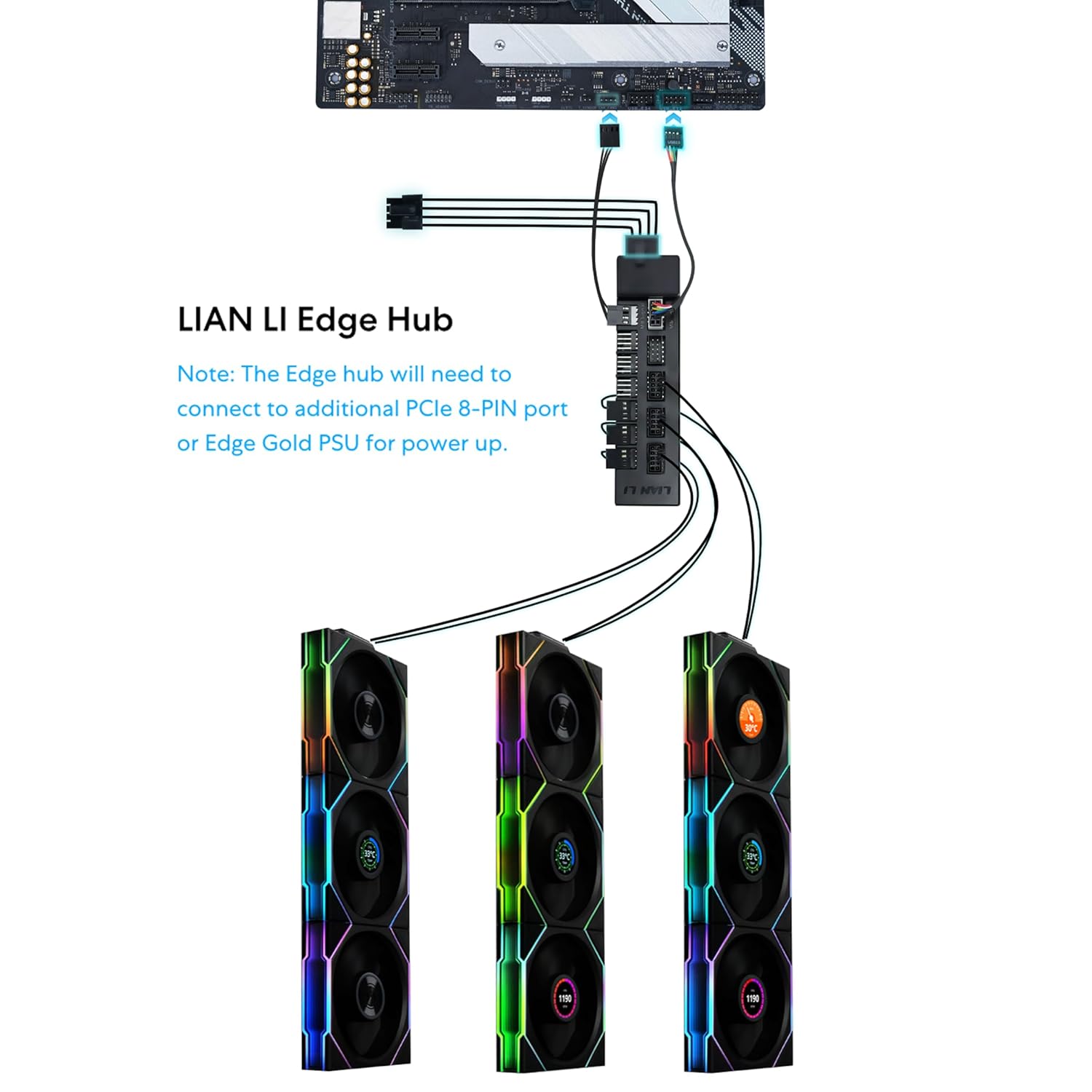 Lian Li UNI Fan TL Wireless 140-Single Pack (Reverse Blade)-2.4 GHz Wireless Signal 140MM ARGB Fan-Infinity Mirror-Daisy-Chain -Syncing Lighting-Controller NOT Included & Required - Black - مروحه