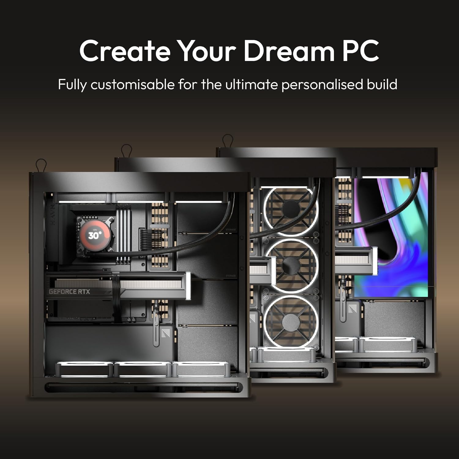 HAVN HS 420 Dual-Chamber Mid Tower PC Case ATX Black | Hybrid Design, 11x 140mm Fan Slots & 3X 420mm Radiator Support, SimpliCable Cable Management, Tempered Glass, PWM Fan Hub -  كيس اسود