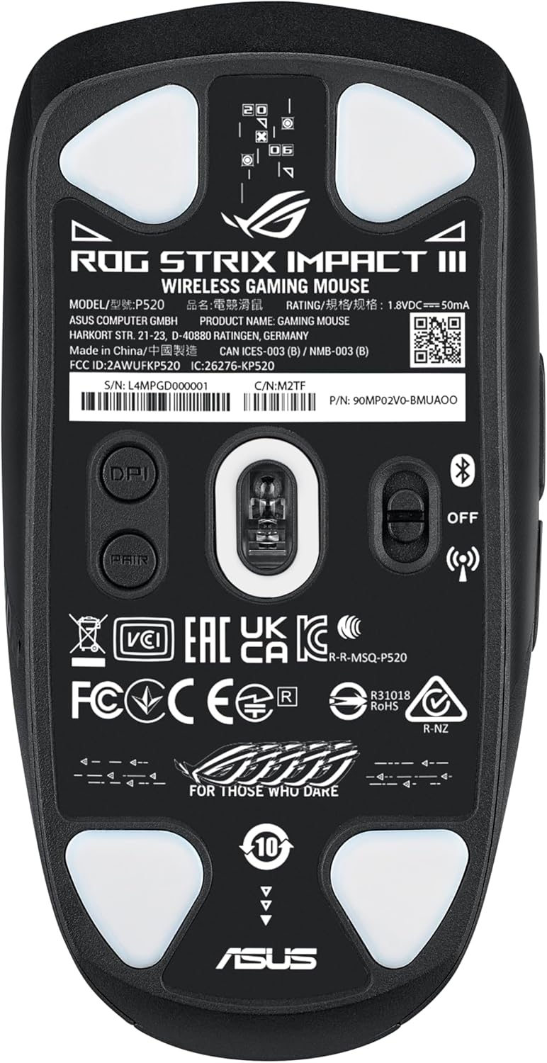 ASUS P520 ROG STRIX IMPACT III WIRELESS GAMING MOUSE AIMPOINT, 5 BUTTONS, 36000DPI - ماوس