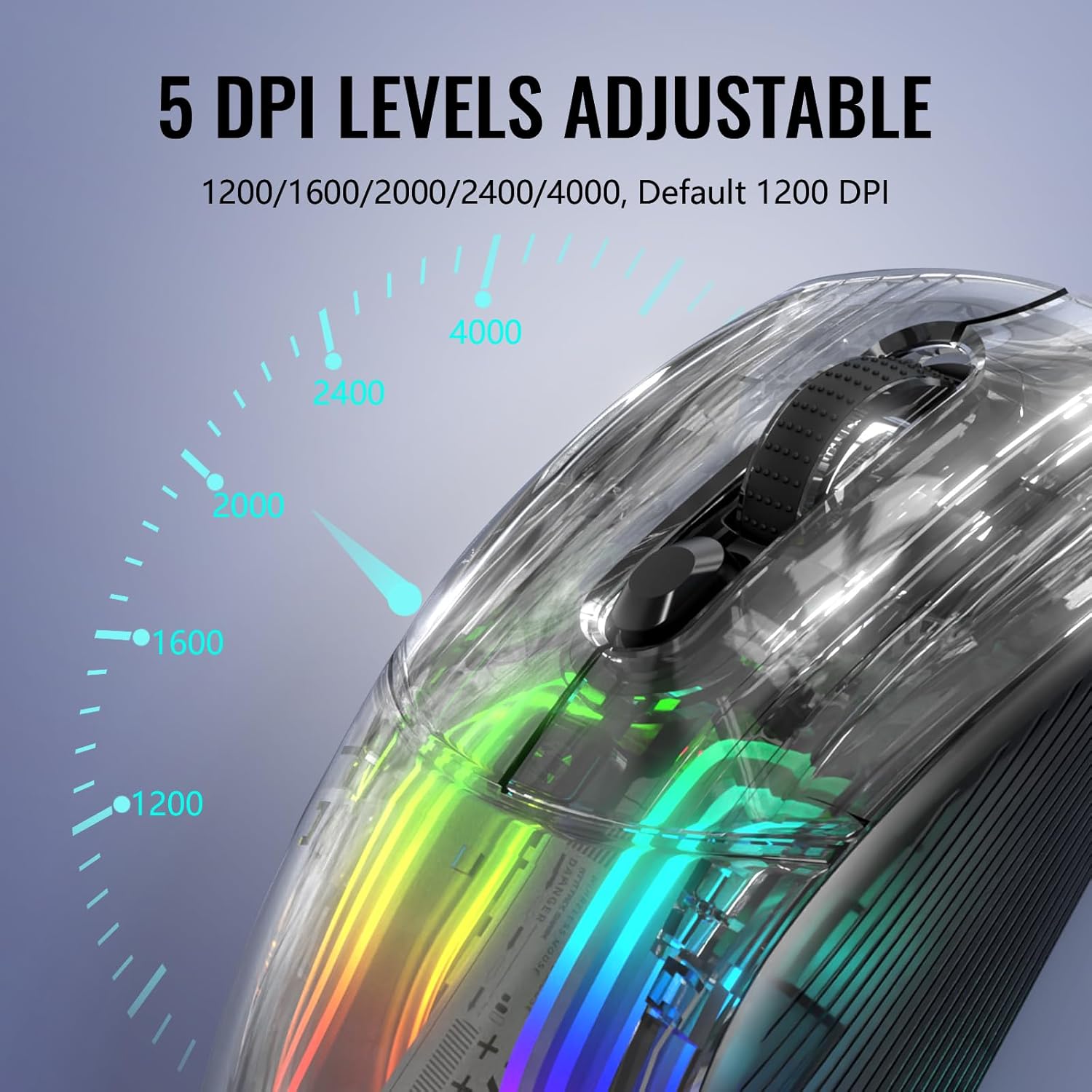 ATTACK SHARK X2 Pro Wireless Gaming Mouse with RGB Charging Dock,Tri-Mode PC Gaming Mice 2.4G/Bluetooth/Wired,Noiseless Mouse RGB Backlit,Transparent Shell,PixArt 3212 4000 DPI,for Win/MAC,Black - ماوس قيمنق