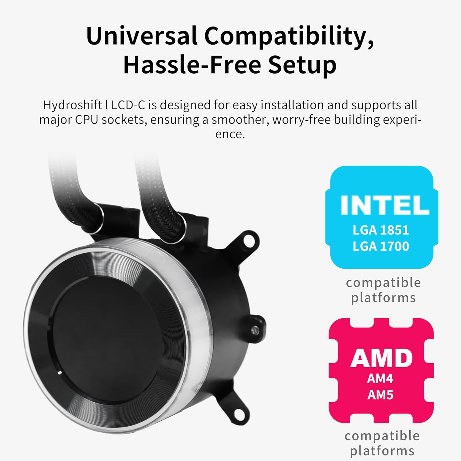 Lian Li Hydroshift II-C 360TL RGB Liquid Cooler with IPS LCD Screen TL Wireless fans White - مبرد مائي أبيض مع شاشه