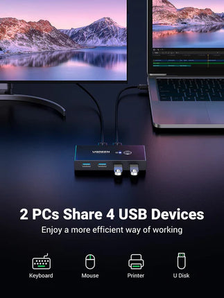 UGREEN 2-IN-4 OUT USB 3.0 SHARING SWITCH BOX - موزع يو أس بي