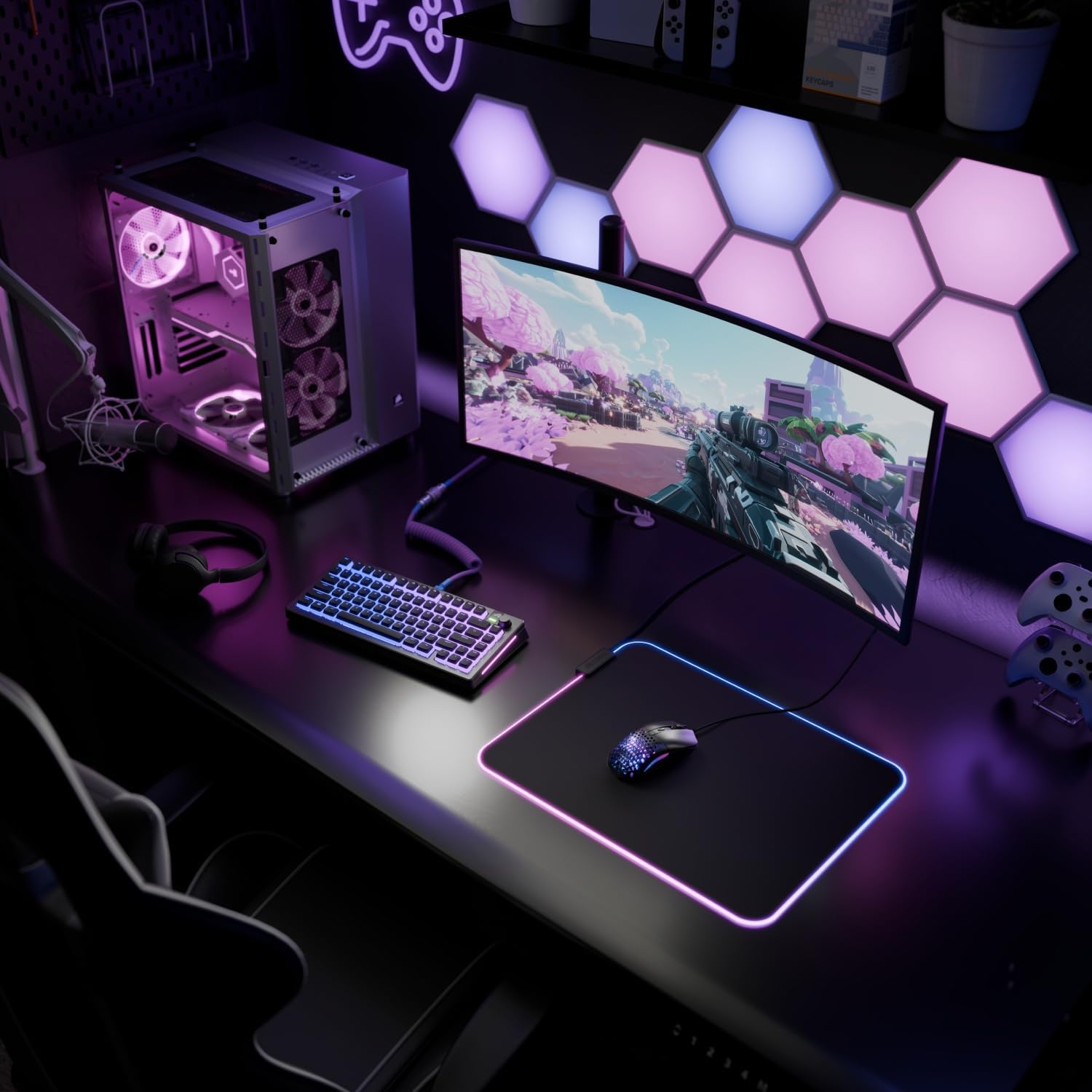 Glorious Mouse Pad GMP 2 GLED - XL 465mm x 355mm x 3mm, RGB - Black - ماوس باد