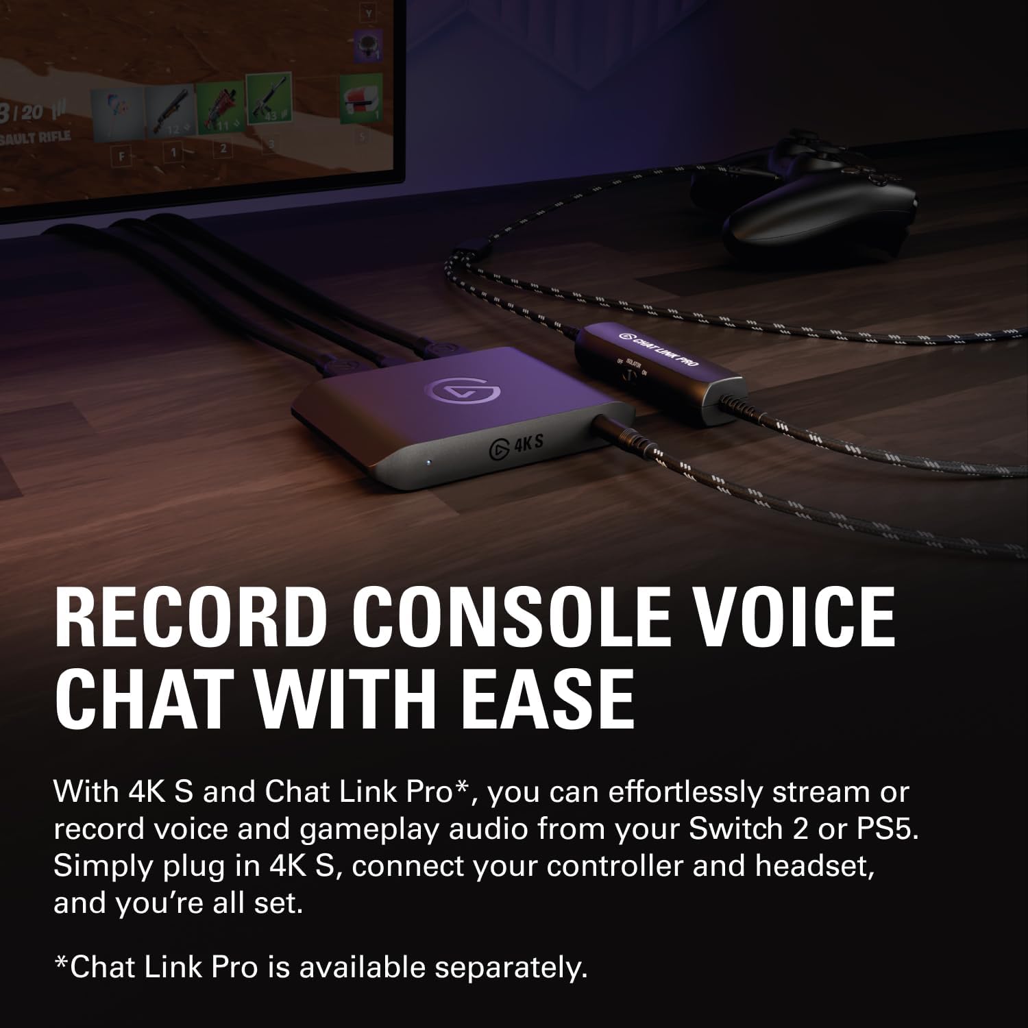 Elgato 4K S Capture Card for PS5, Xbox Series X/S, Switch 2 - 4K60, 1440p120 or 1080p240 passthrough - جهاز تسجيل أحترافي