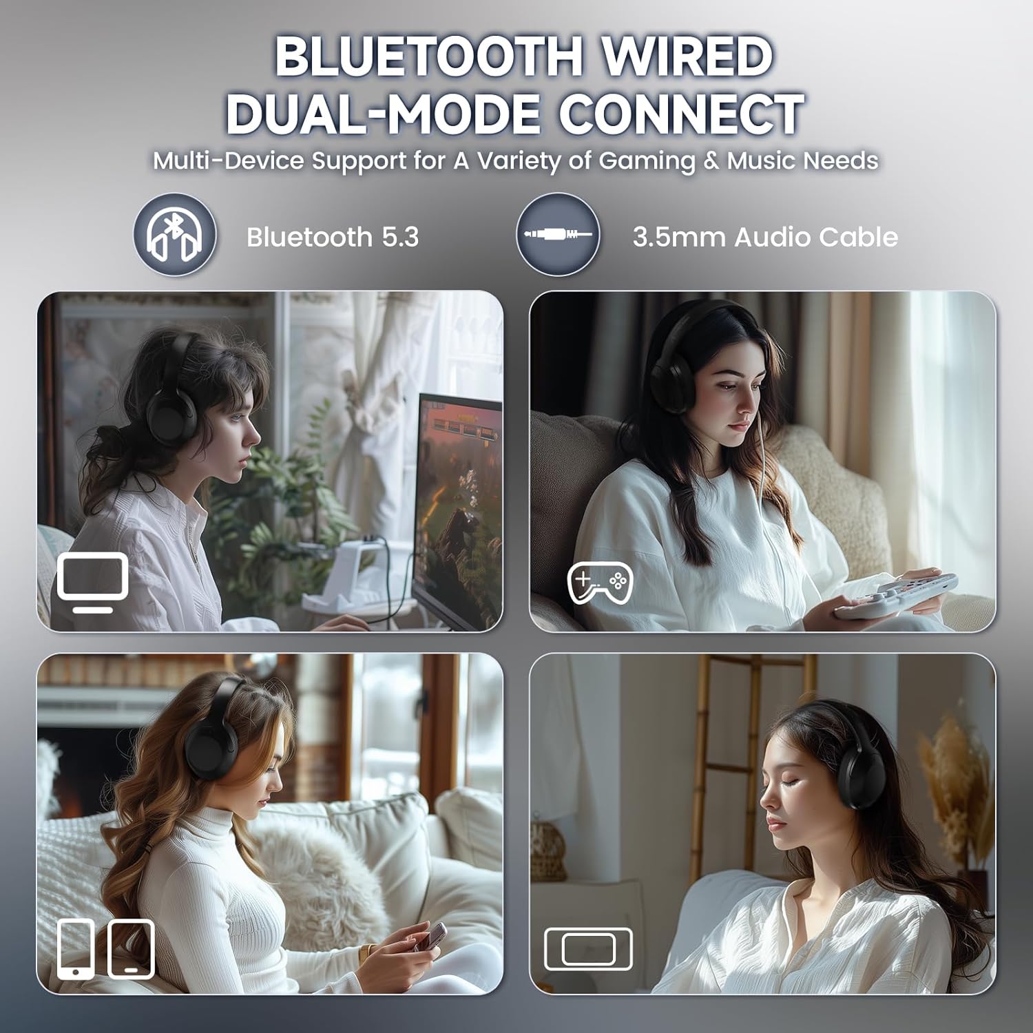 ATTACK SHARK G300 Wireless Over-Ear Headphones with Active Noise Cancelling,Bluetooth 5.3,40H Playtime,Deep Bass HD Stereo Sound,Built-in Mic,Comfortable Design for Travel/Home Office/Gaming(Black) - سماعة وايرليس