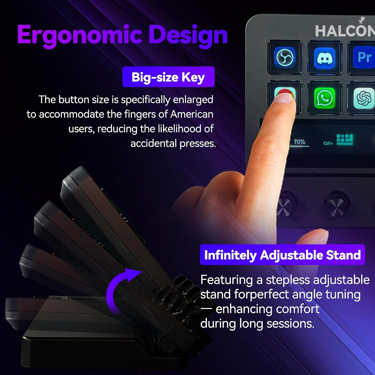 MiraBox N4 Stream Dock Black – 10 Customizable LCD Keys, 4 Rotary Knobs, Touch Screen, Live OBS Control & Visual Shortcuts (Mac/Win) - مكسر صوت و ستريمر