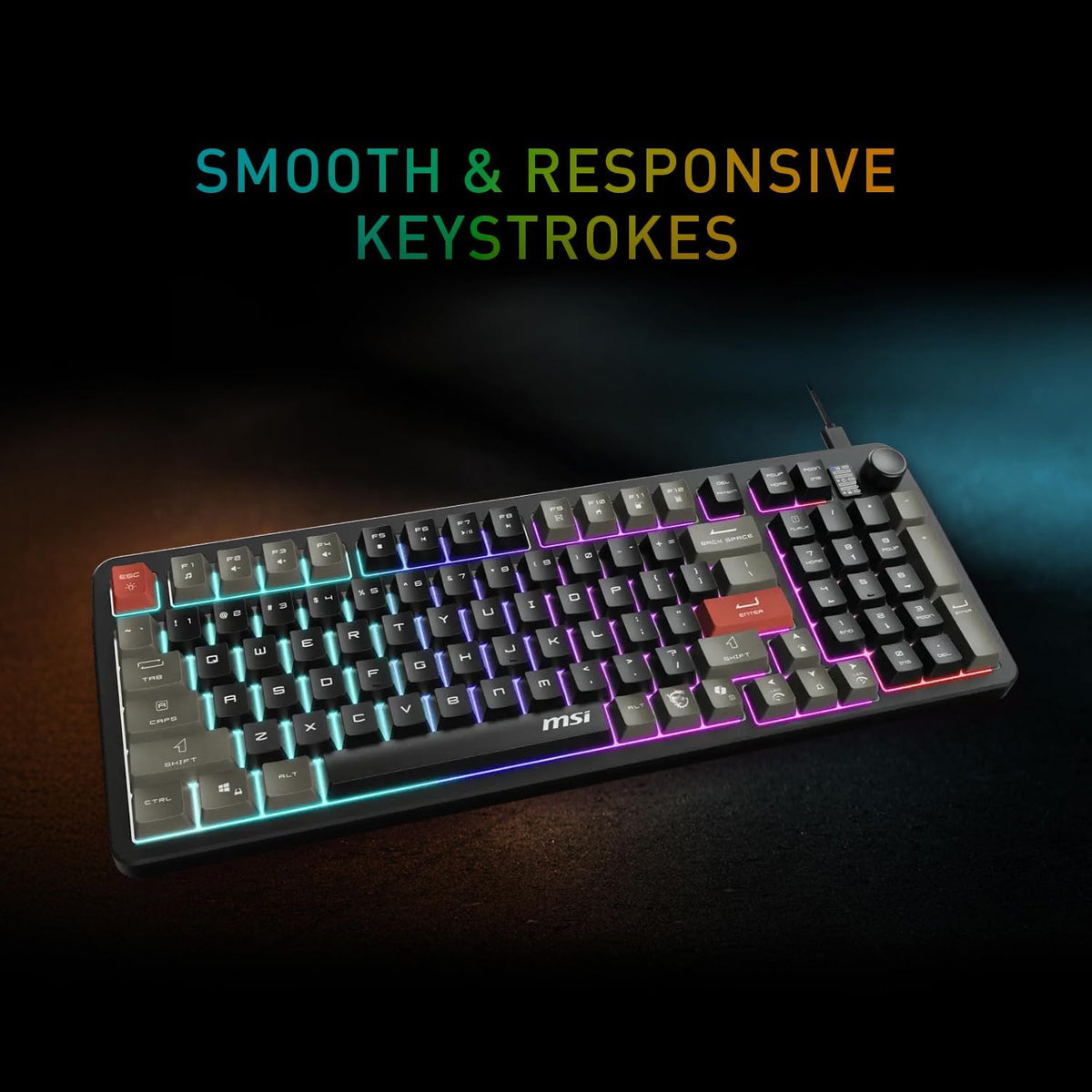 MSI Forge GK110 Gaming Combo – Durable Membrane Keyboard & 7200 DPI RGB Gaming Mouse (Hotkeys, Ergonomic Wrist Support) - ماوس وكيبورد