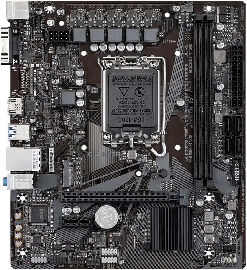 Gigabyte H610M H V2 DDR5 Gaming Motherboard - Supports Intel Core 14th CPUs, Hybrid Digital VRM, up to 5600MHz DDR5, - لوحه أم