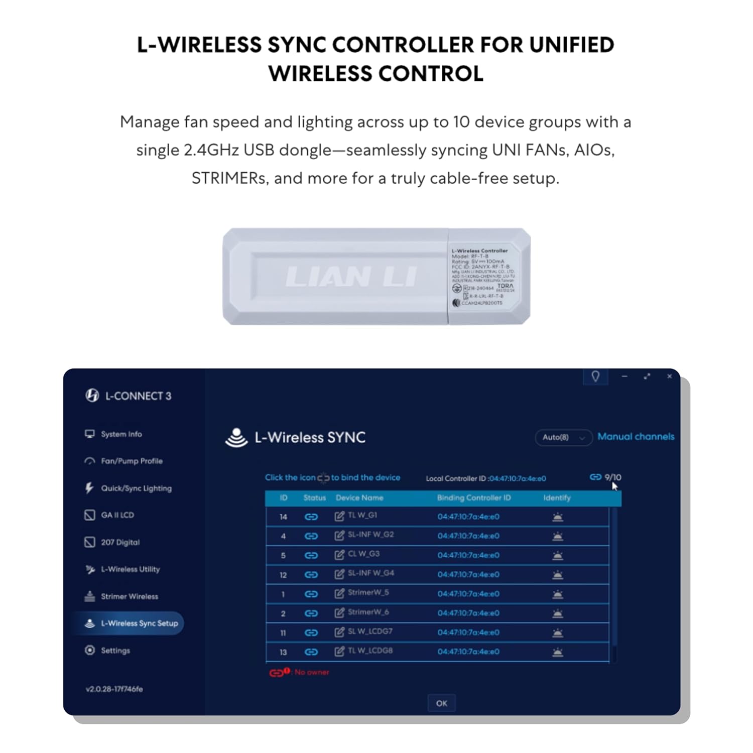 Lian Li UNI FAN CL Wireless 120 (1pc) Black - مروحة ار جي بي سوداء