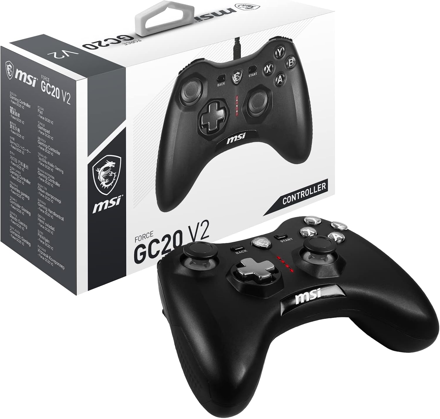 MSI FORCE GC20 V2 Wired Gaming Controller – Black - يد تحكم سوداء MSI FORCE GC20 V2 Wired Gaming Controller – Black - يد تحكم سوداء