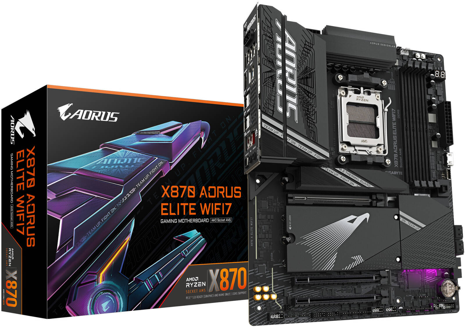 GIGABYTE X870 Aorus Elite Wifi7 AM5 ATX Motherboard, AMD X870 Chipset DDR5 - لوحه ام