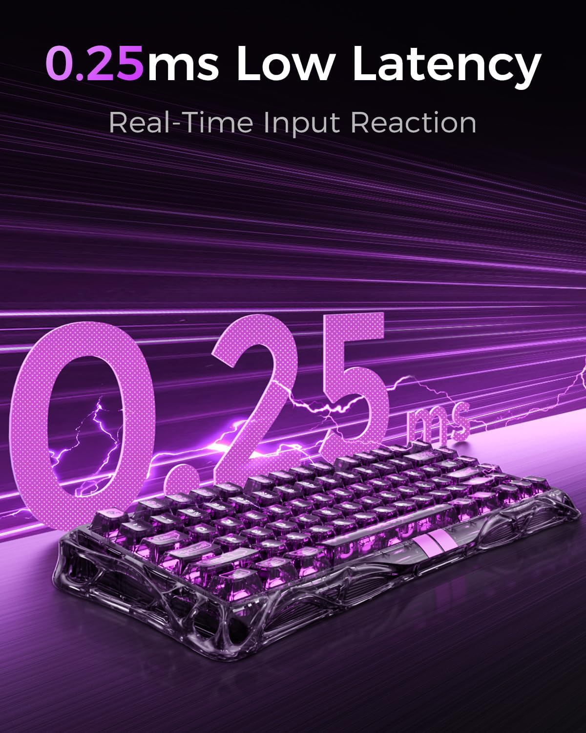 GRAVASTAR MERCURY V75 lite - Mercury V75 Gaming Keyboard – Hall‑Effect Magnetic‑Switch Keyboard, 8000 Hz Polling, 0.005RT, Wired USB-C, Adjustable Actuation, Semi‑Aluminum Chassis Transparent Black Gaming Keyboard - كيبورد احترافي