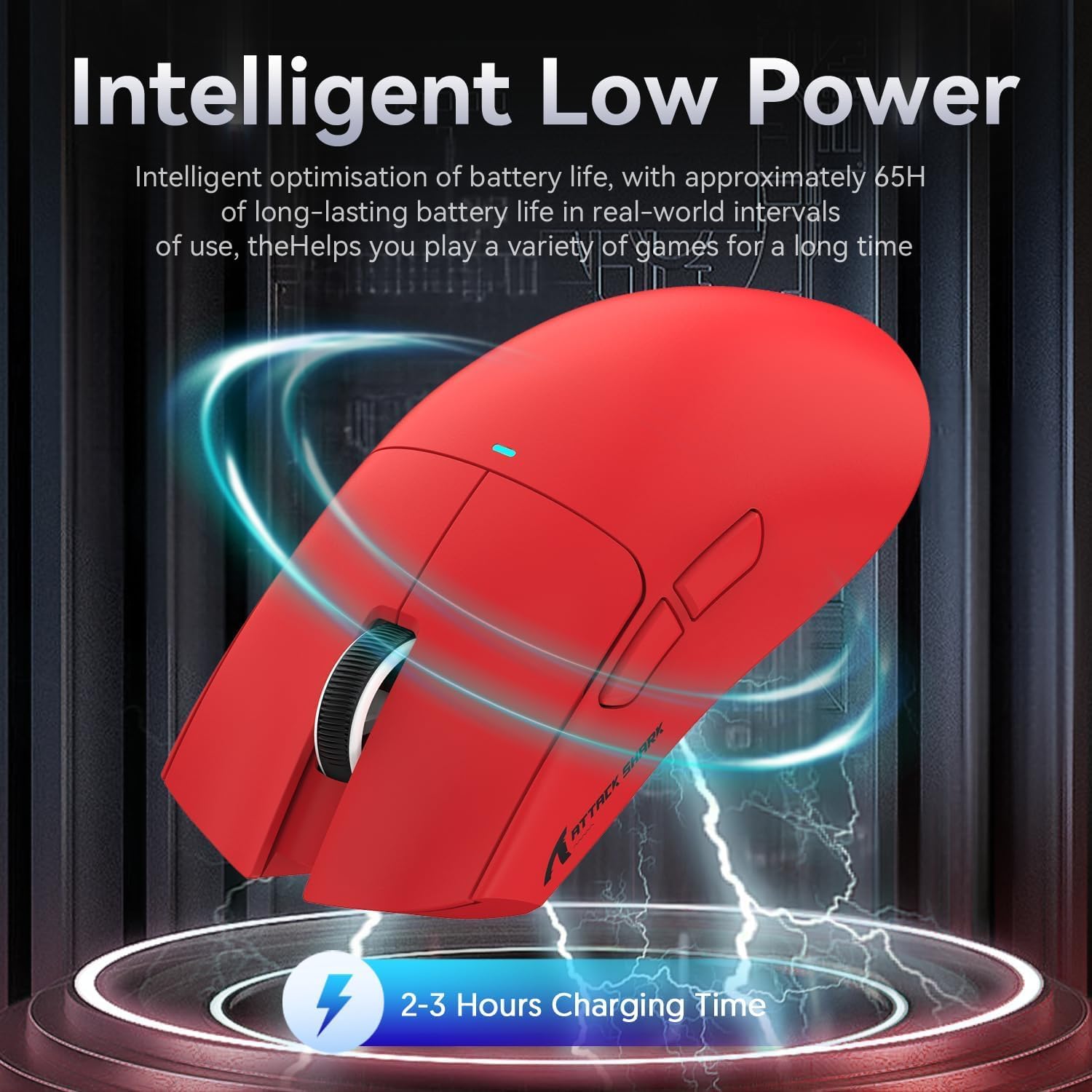 ATTACK SHARK X11 Wireless Gaming Mouse with Charging Dock Red with tape - ماوس قيمينق أحمر