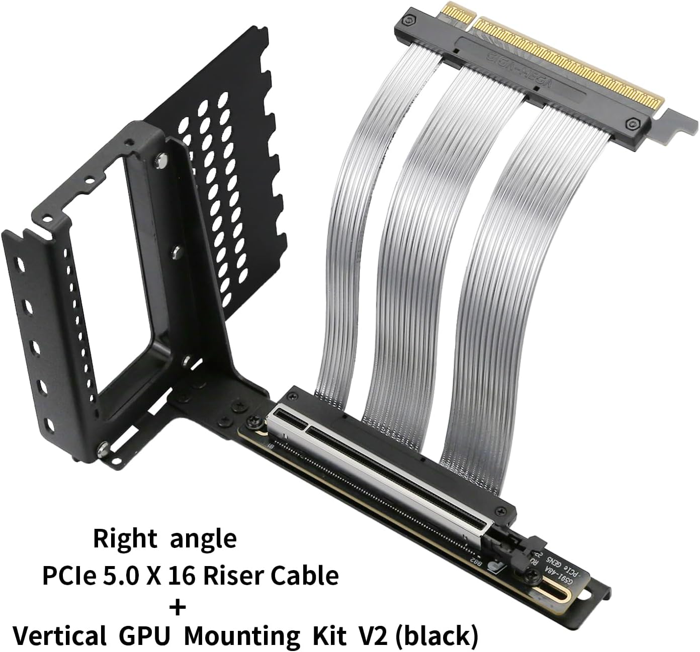 GIGA-MEGA GPU Vertical Mount, PCIe X16 GEN5 Riser Cable, 15/18/20cm for RTX 5090, White - حامل لكرت الشاشه أبيض