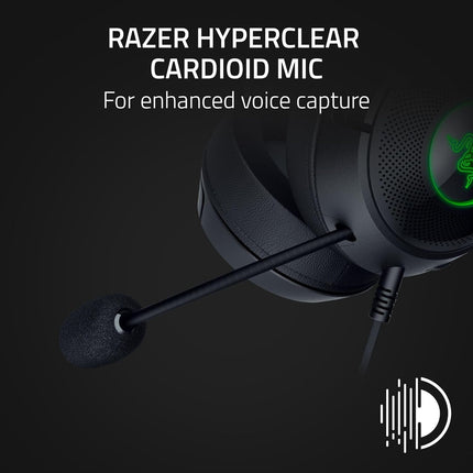 سماعة رأس Razer Kraken Kitty V2 USB سلكية RGB: كروما كيتي آذان - أسود - سماعة رأس 