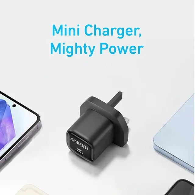 Anker Charger 25W Compact USB-C, Super Fast charger, Safety System - Black - شاحن سريع