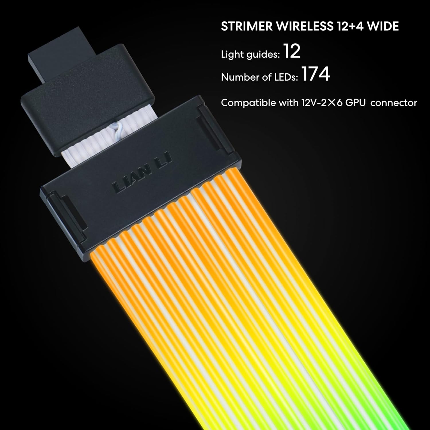 Lian Li Strimer Wireless PW16-121W 2.4GHz Wireless Lighting Control, 370mm (14.56 in) 12 Light | GPU Extension RGB Cable - كيبل اضائه