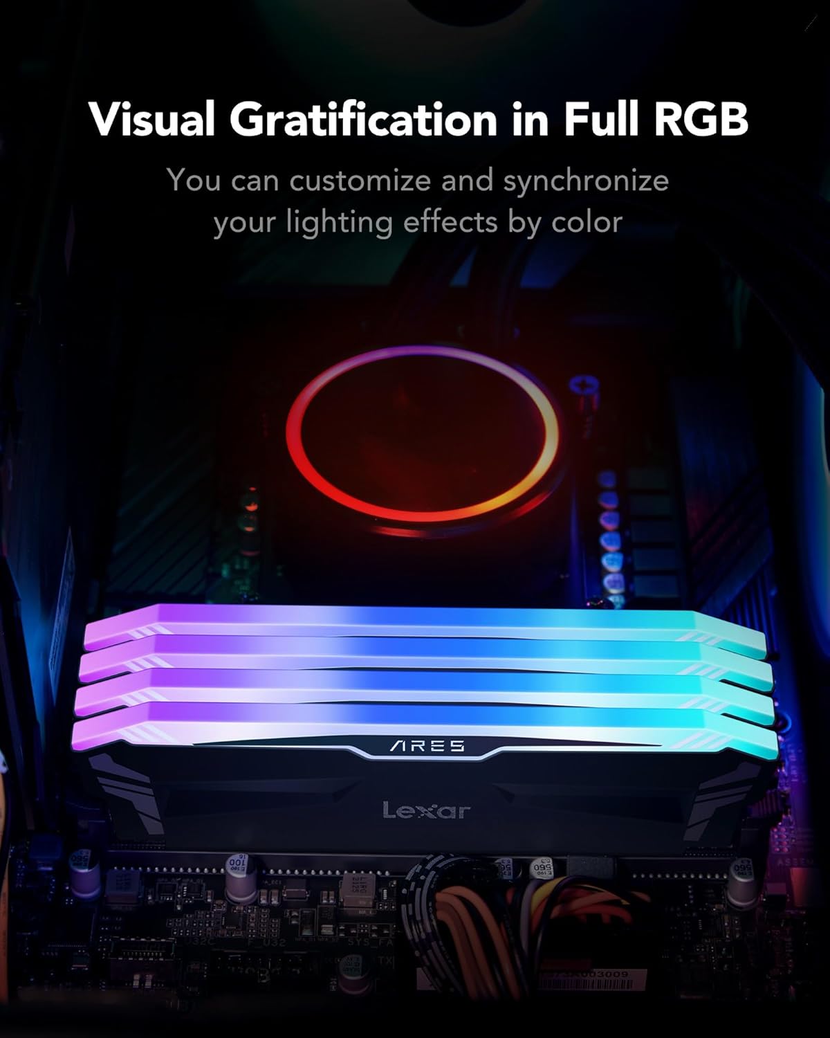 Lexar ARES RGB DDR4 RAM 16GB Kit (2x8GB) 3600MHz CL18 DDR4 Black - الذاكرة العشوائية