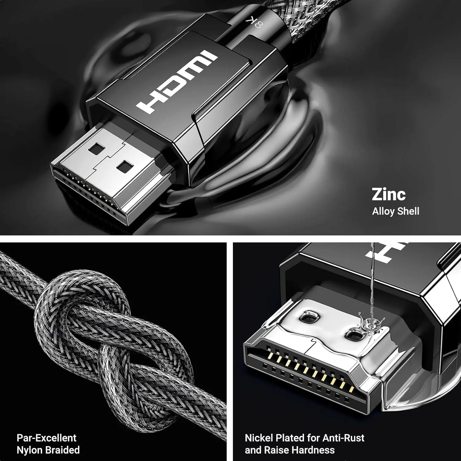 UGREEN 8K HDMI 2.1 Cable Ultra HD 1M , 8K@60Hz 4K@120Hz High Speed 48Gbps - كيبل