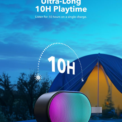 ANKER Soundcore Pyro Mini Portable 6W Bluetooth Speaker, 10 Hrs Playtime, 57mm Driver, Bluetooth 5.3, Black - مكبر صوت بلوتوث أسود