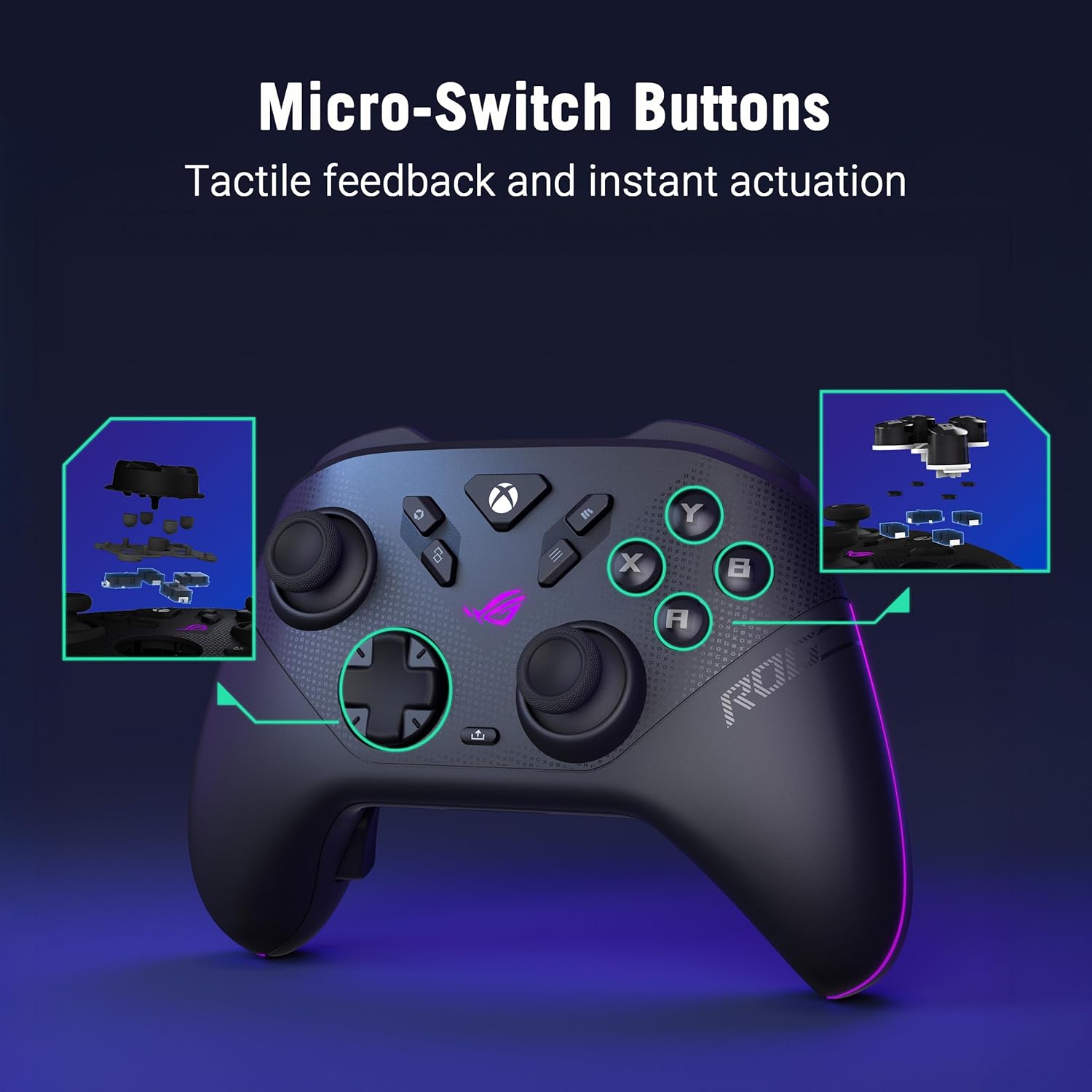 ASUS ROG Raikiri II Xbox Series X|S / PC / ROG Ally Wireless Controller – Black - يد تحكم