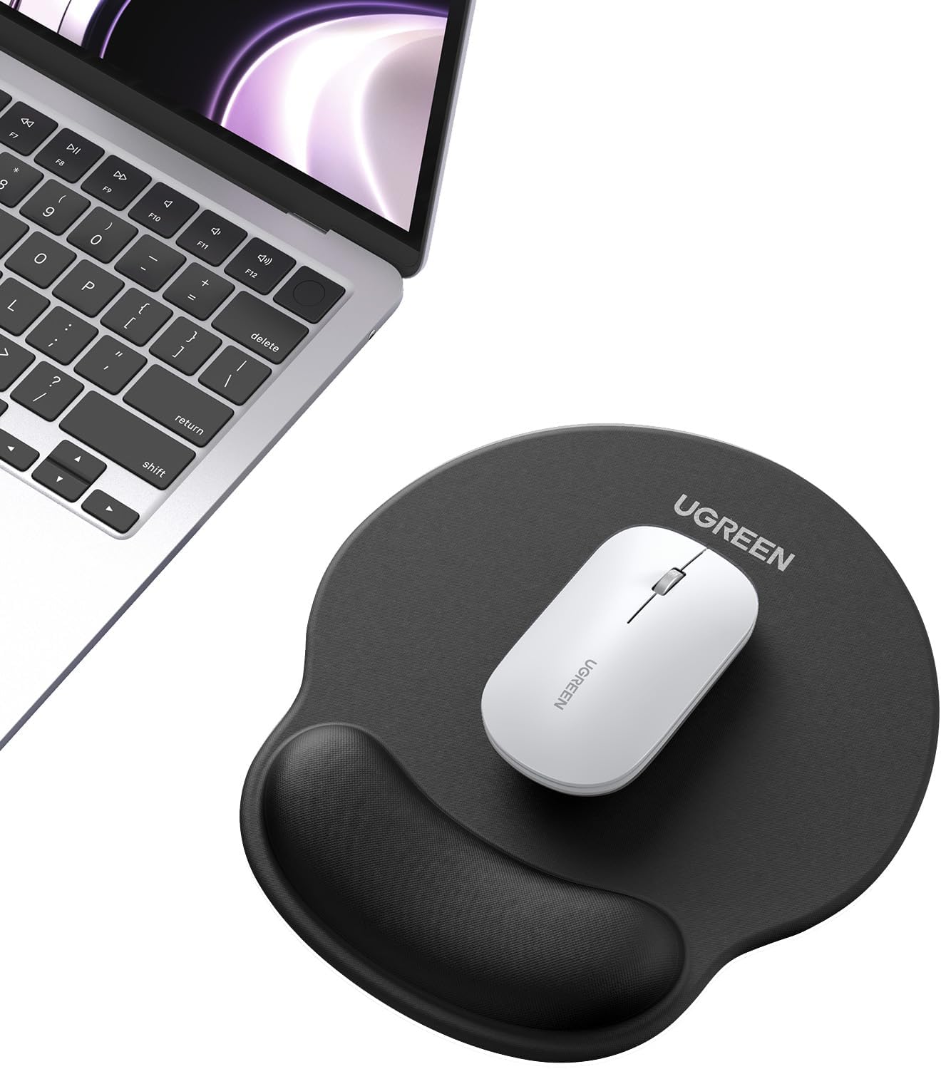 UGREEN Ergonomic Mouse Pad with Wrist Rest | Skin-friendly Fabric | PU Material | Anti-slip Design | Ergonomic Design | Curved Edges | More than Durablet - حصيرة ماوس