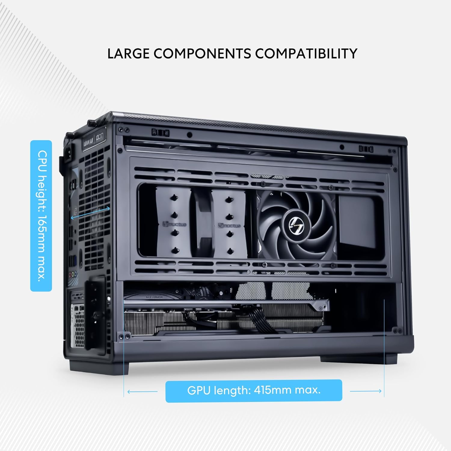 Lian Li A3-mATX Case, No Fans Included, Supports 360mm Radiator & 10x 120mm Fan Support, ATX/SFX/SFX-L, White - كيس أبيض