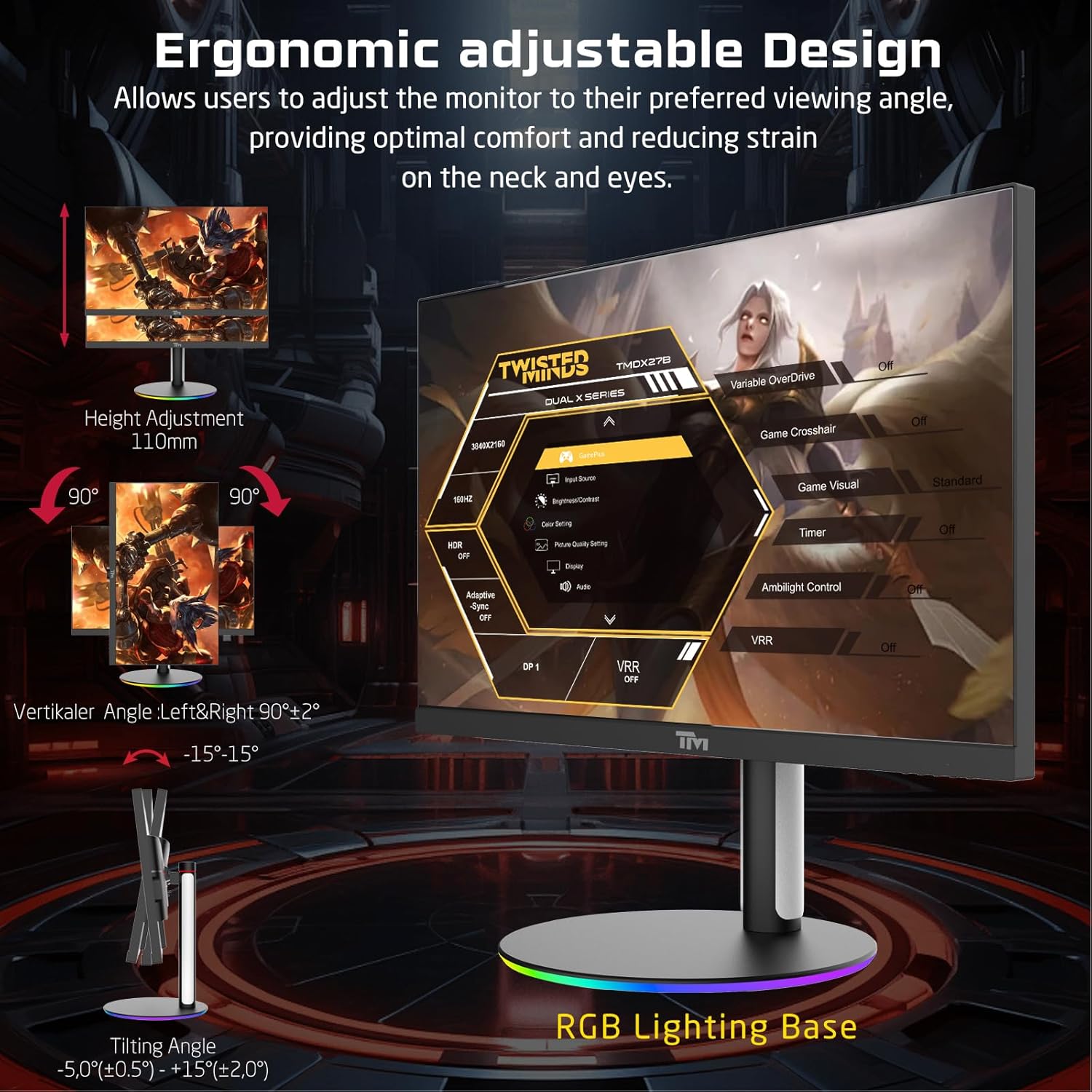 Twisted minds Dual Switch Gaming Monitor TMDX27B 27