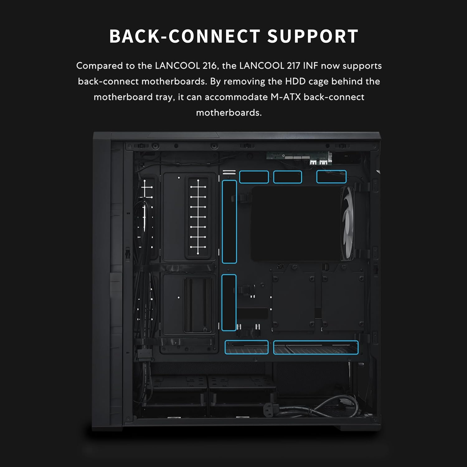 Lian Li LANCOOL 217 INF Infinity Mirror Computer Case, Mid-Tower ATX PC Case with Pre-Installed Fans, Black - كيس اسود
