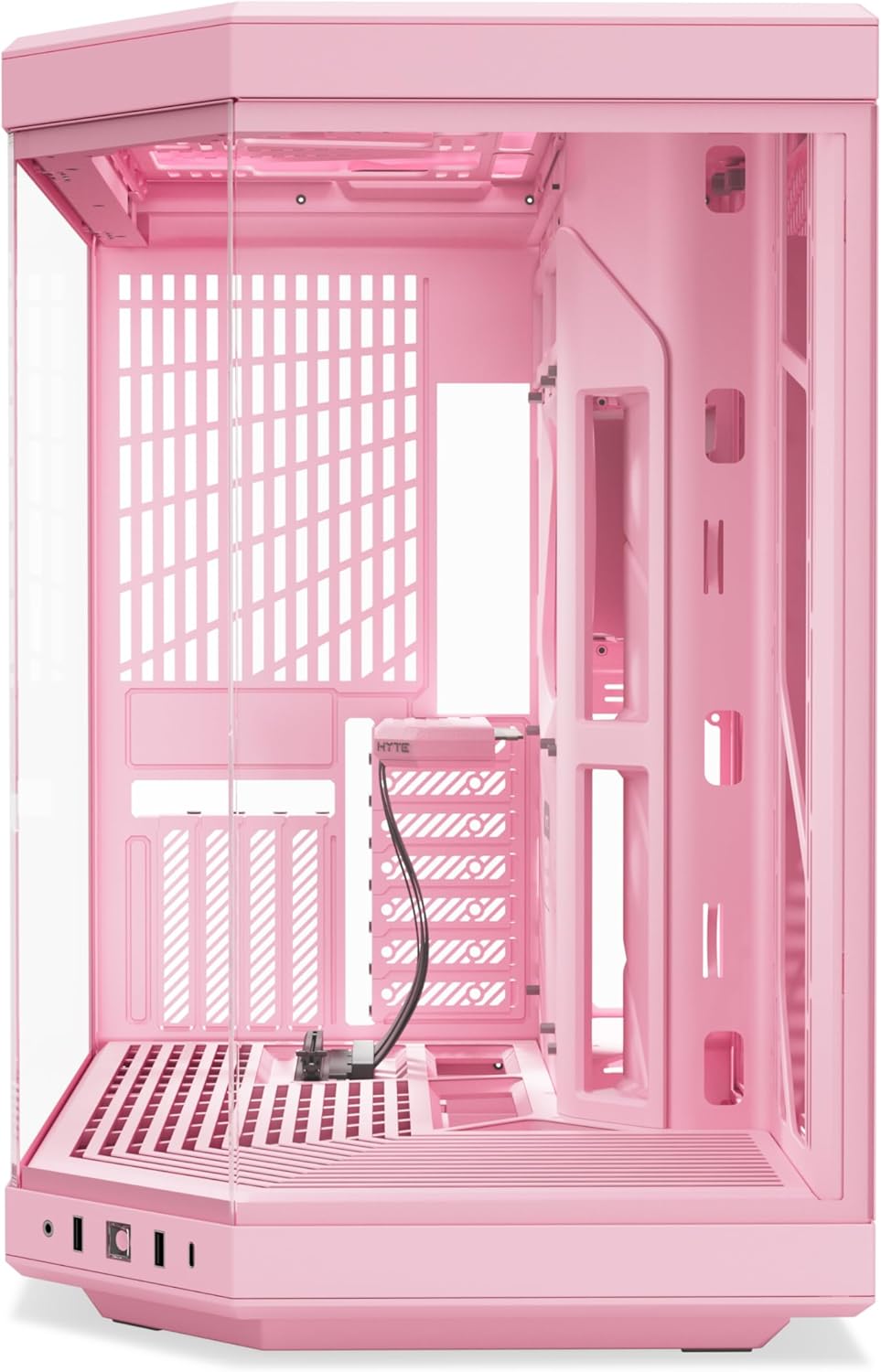 HYTE Y70 touch infinite Mid-Tower ATX CASE Strawberry Milk, Dual Chamber, PCIE 4.0 Riser Cable - Pink - كيس زهري