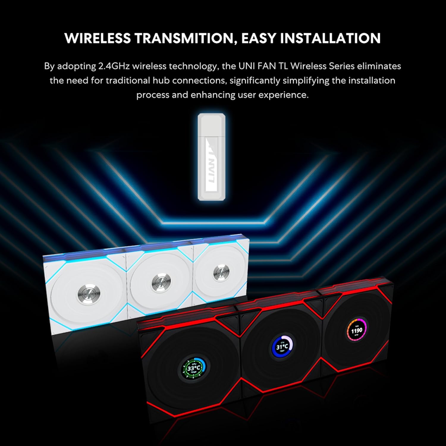 Lian Li UNI FAN TL-LCD Wireless 120mm – Black (Single Pack) - مروحة مع شاشه