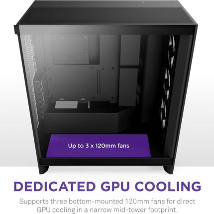 NZXT H7 Flow RGB Mid Tower ATX Airflow Black Case - كيس أسود مع أر جي بي