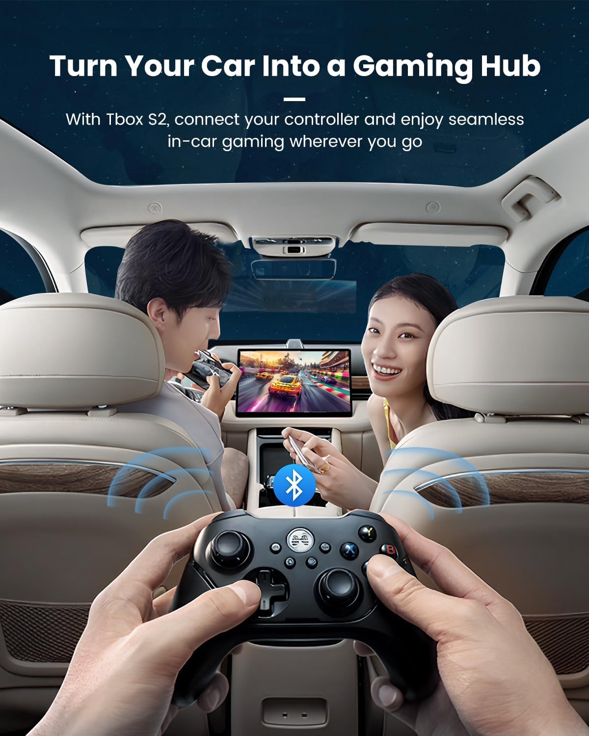 Carlinkit TBox S2 Ambient Android 13 AI Box (8GB RAM + 128GB, Qualcomm 8-Core, RGB Lighting, Wireless CarPlay & Android Auto) - قطعة تحويل شاشة الوكالة الى شاشة الاندرويد