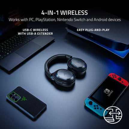 RAZER BARRACUDA X Wireless Headset Black | Multi-Platform Gaming | Mobile Headset | Detachable HyperClear Mic | 20 Hr Battery |  Compatible w/PC | PS5 | Switch | Android - سماعات احترافية سوداء من ريزر لجميع  الأجهزة