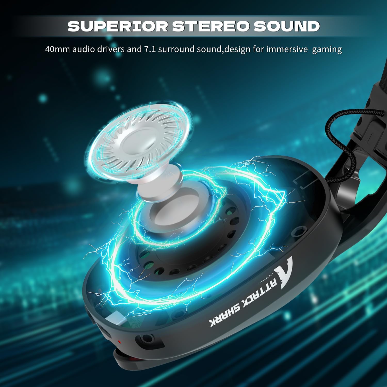 ATTACK SHARK L90 Ultra-Light Wireless Headset,RGB,Foldable,Triple- Mode-2.4Ghz/Bluetooth/Wired Gaming Headphone with mic,40mm Driver,7.1 Surround Sound,for Xbox/PS4/PS5/PC Customize via Software-Black - سماعة قيمنق وايرليس