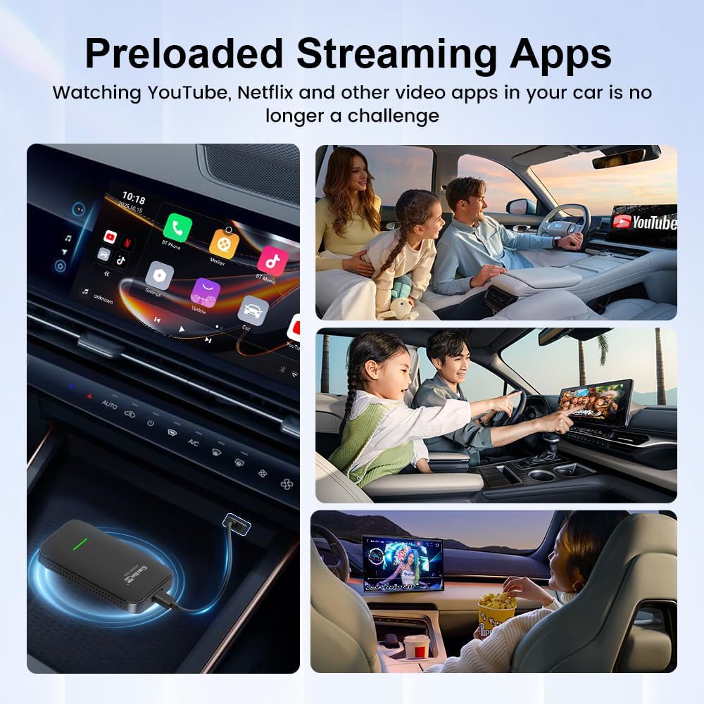Carlinkit CP2A Pro Adapter – Converts Factory Wired CarPlay to Wireless CarPlay & Android Auto (5.8GHz Dual-Band, USB-A / Type-C) - قطعة تحويل الكاربلاي الى لاسلكي