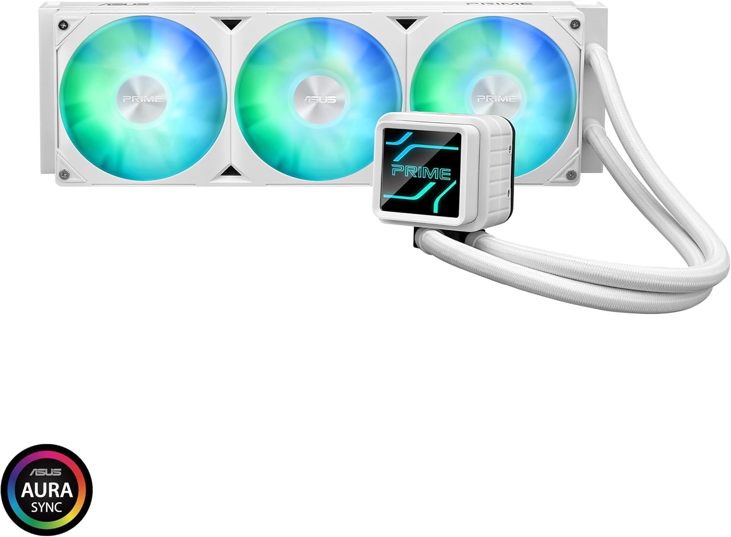 ASUS Prime LC 360 ARGB White Edition all-in-one CPU liquid cooler with special CPU contact area  - مبرد مائي أبيض