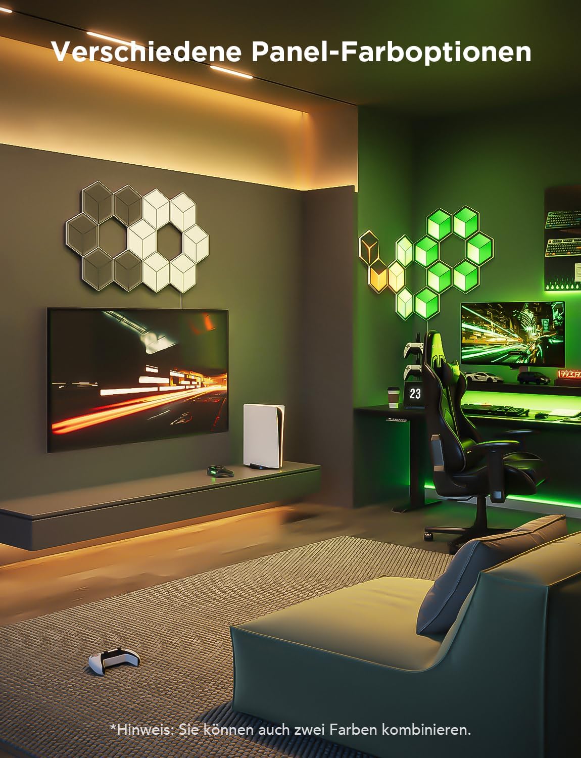 Govee Glide Hexagon Light Panels Ultra 7-Pack (Meteor Grey, H606A) – 3D RGBIC Smart LED Wall Panels - إضاءة حائط