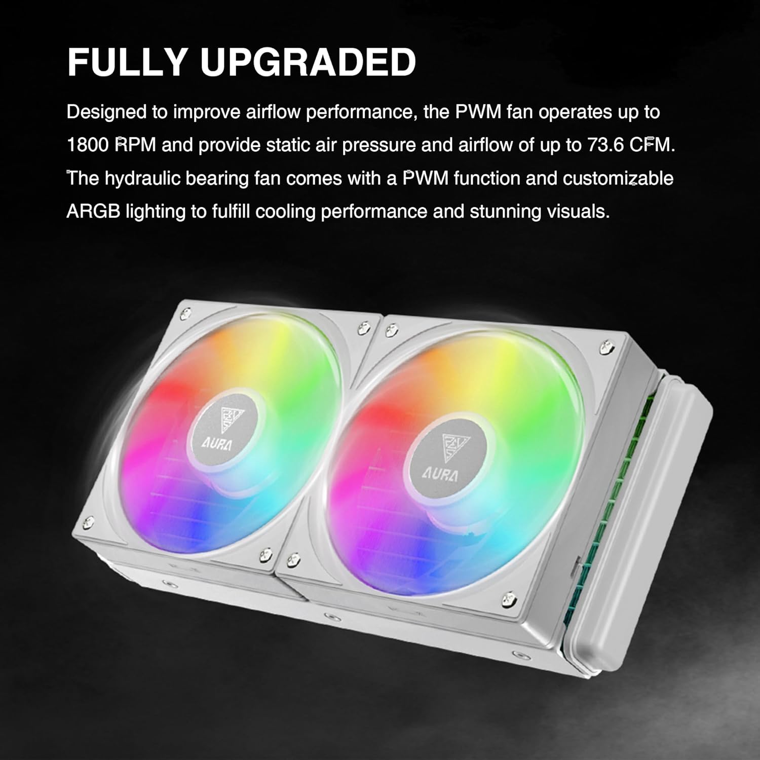 Gamdias Aura GL240 V2 WH CPU Liquid Cooler White Support Intel & AMD CPU Socket AM5, AM4, AM3+,AM3,AM2,LGA1700, 1200, 2066, 1151,1156 | 3rd Gen Dual Chamber Pump/Close-Loop AIO - مبرد مائي