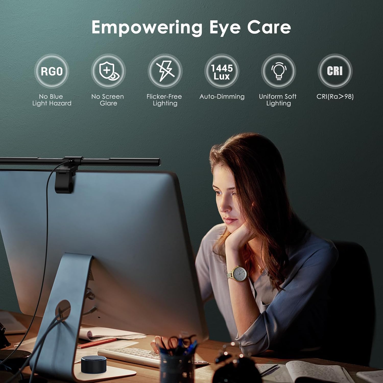 Quntis Monitor Light Bar PRO+ Wireless Remote, Fit for Curved/Flat Monitor, Eye Protection Black - شريط إضائة للشاشة
