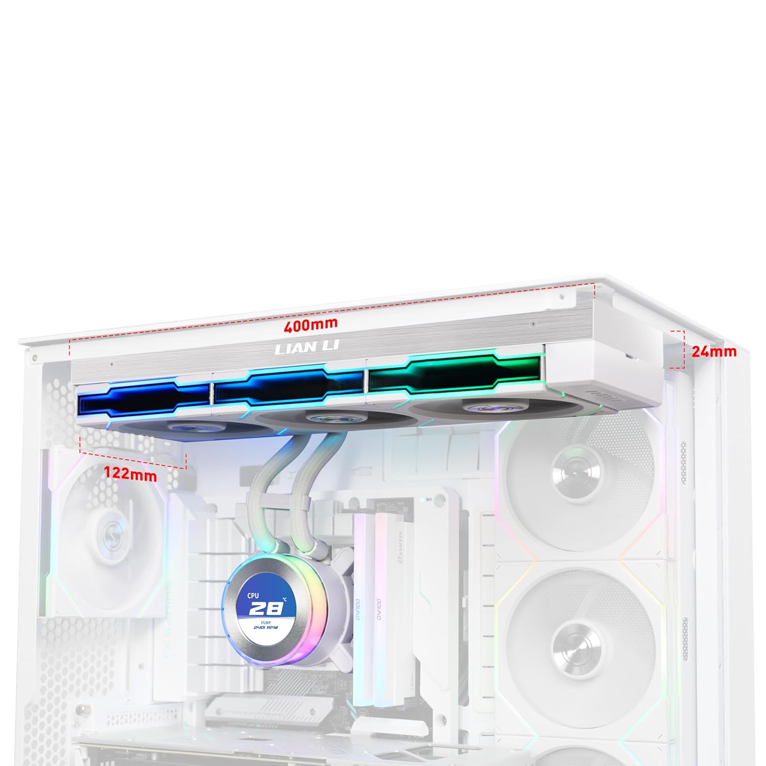 Lian Li Hydroshift II-C 360TL RGB Liquid Cooler with IPS LCD Screen TL Wireless fans White - مبرد مائي أبيض مع شاشه