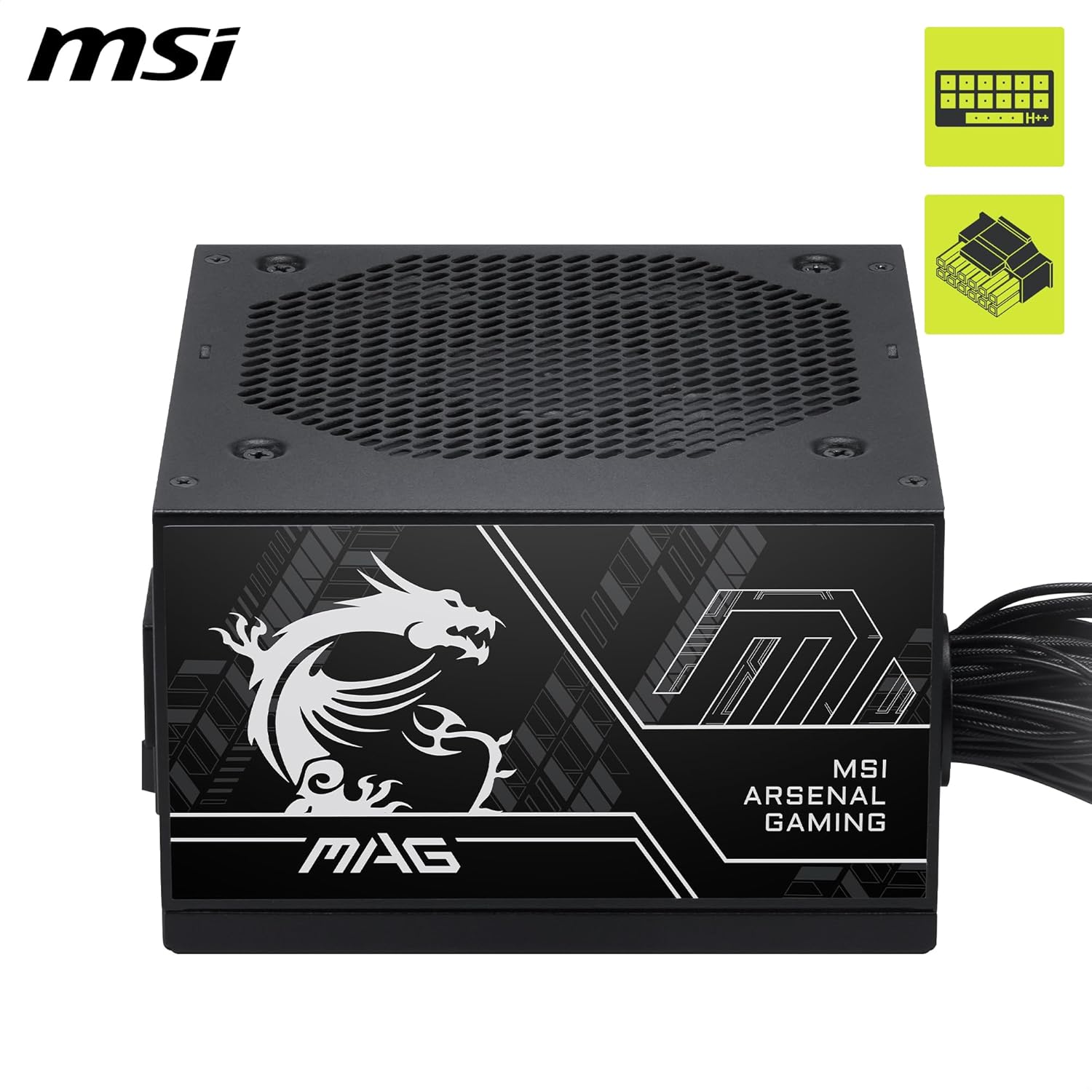 MSI MAG A650BN PCIE5 III, Non Modular Gaming 650W Power Supply, 80+ Bronze, Dual 12V-2x6 Cables, Server-Grade Capacitor, ATX 3.1 & PCIe 5.1 Ready, Low-Noise, Semi Digital - مزود طاقه