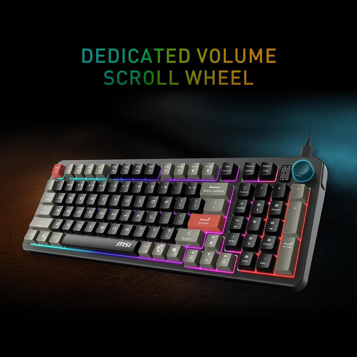 MSI Forge GK110 Gaming Combo – Durable Membrane Keyboard & 7200 DPI RGB Gaming Mouse (Hotkeys, Ergonomic Wrist Support) - ماوس وكيبورد