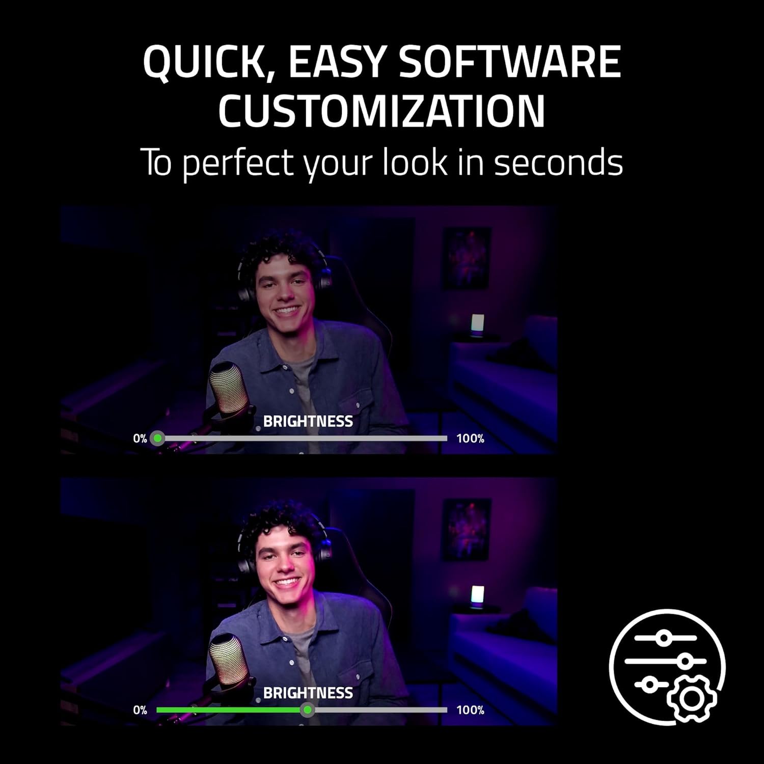 Razer Kiyo V2 X 2K (1440p) 60FPS Streaming Webcam Auto Focus - Built-in Microphone - Wide Angle Lense - Integrated Privacy Shutter - Works with OBS, Xsplit, Streamlabs, Discord, Zoom, Teams– White-كامرا ريزر