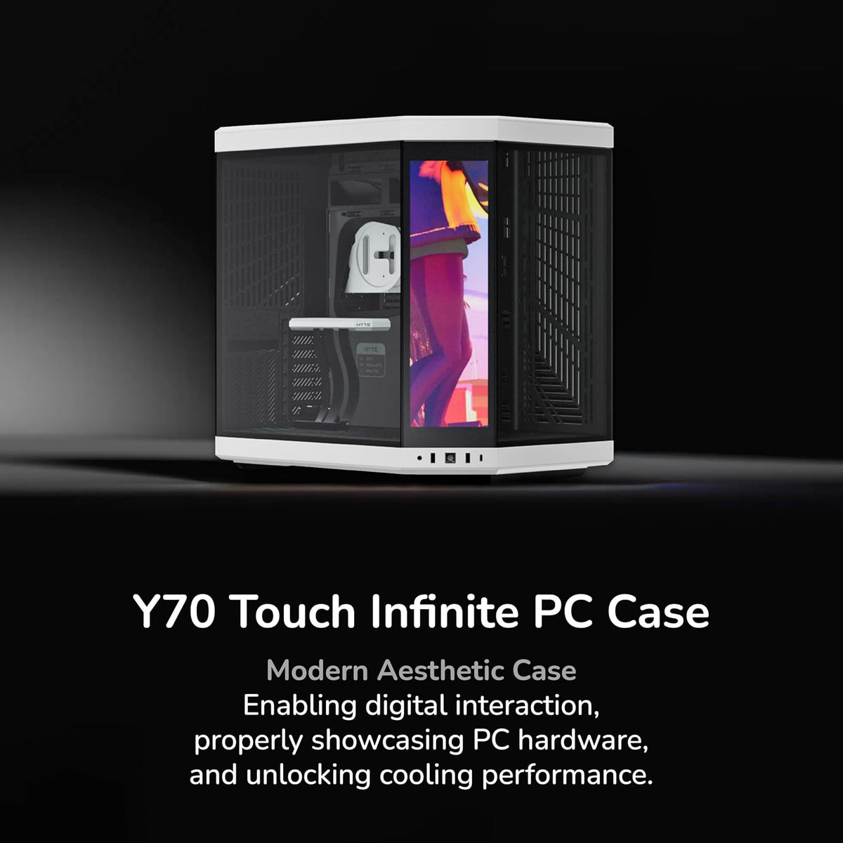 Hyte Y70 Touch Infinite Dual Chamber Mid-Tower ATX Case – Panda White/Black, 14.5