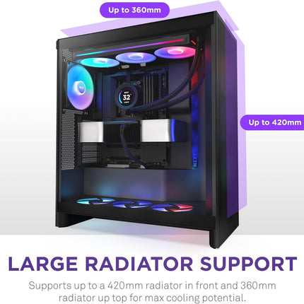 NZXT H7 Flow RGB Mid Tower ATX Airflow Black Case - كيس أسود مع أر جي بي