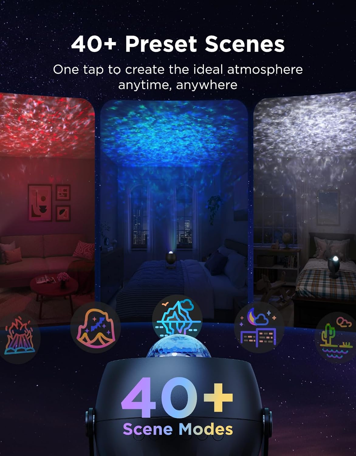 Govee Smart Star Light Projector (Aurora Edition, H6093) – Galaxy Night Light Projector with Matter, Bluetooth Speaker & White Noise - جهاز عرض النجوم الذكي